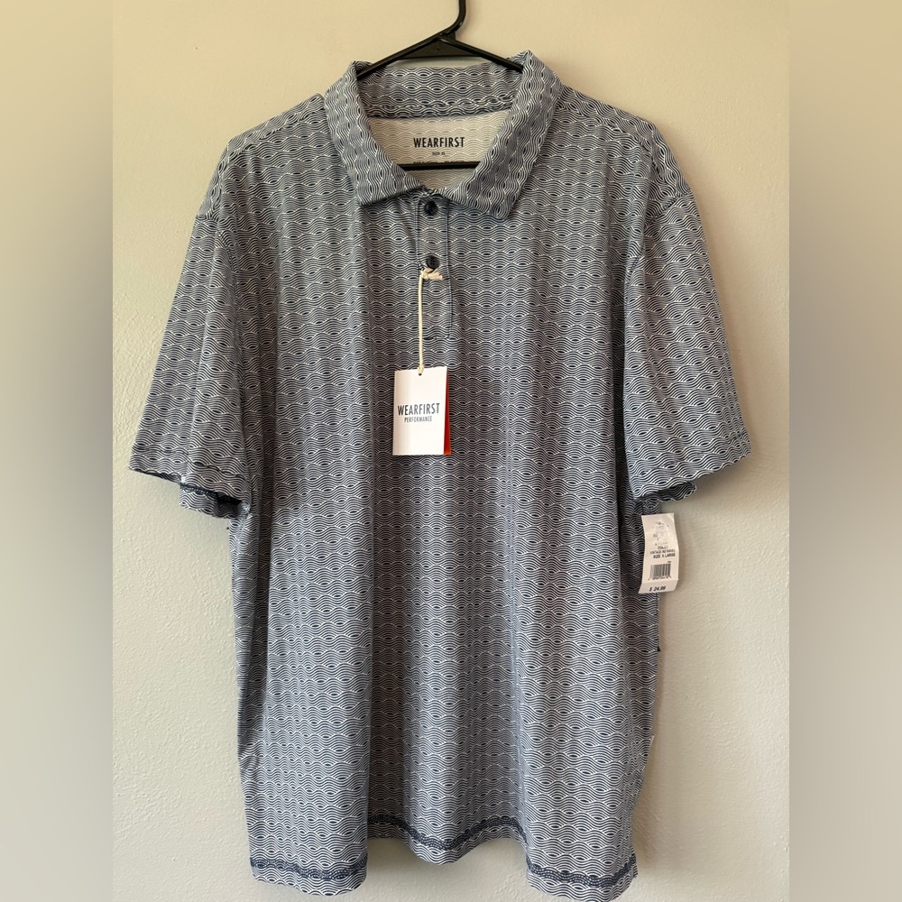 Wearfirst Men's Blue Patterned Polo Shirt